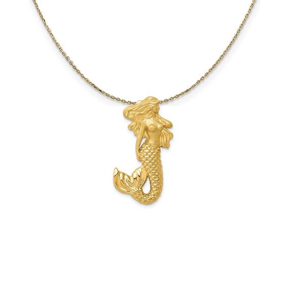 14k Yellow Gold Mermaid Slide (17 x 28mm) Necklace 20 Inch